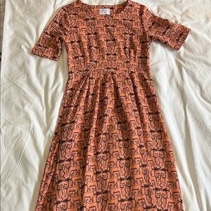 Stylish Orange Patterned Dress